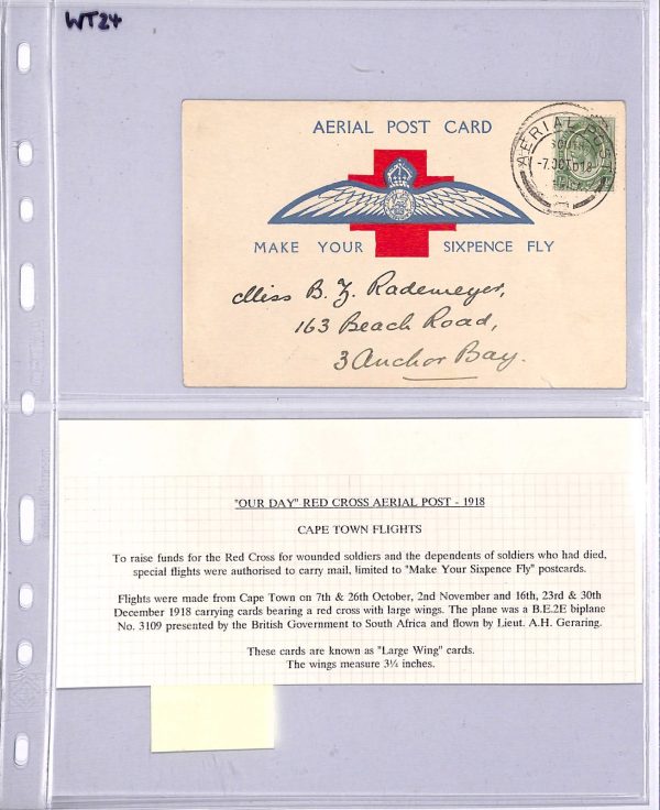 SOUTH AFRICA WW1 Air Mail 1918 *FIRST FLIGHT* RAF Large Wing 6d Postcard WT24 - Image 10