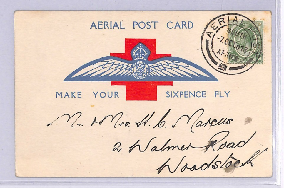 SOUTH AFRICA WW1 Air Mail Card 1918 MAKE YOUR SIXPENCE FLY Charity WT23
