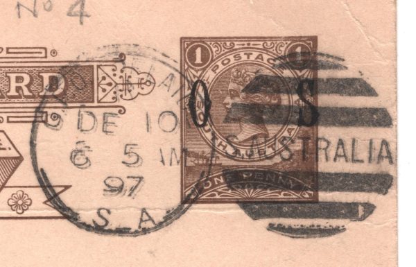 SOUTH AUSTRALIA Official *O_S* Stationery 1d Card Port Adelaide 1897 Customs XK3 - Image 3