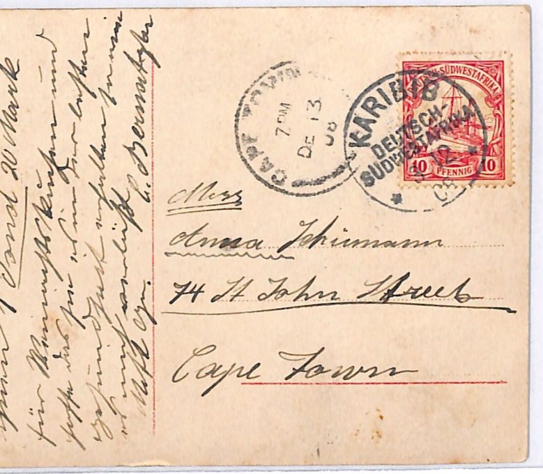SOUTH WEST AFRICA Germany Cols YACHT Postcard *KARIBIB* 1908 CDS German SWA WK35 - Image 6