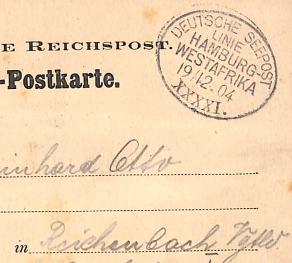SOUTH WEST AFRICA Germany Feldpost Card *WESTAFRIKA LINIE XXXXI* Ship 1904 WK42