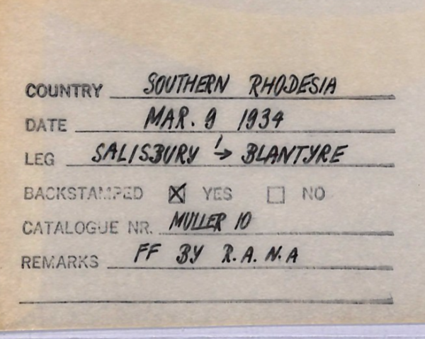 SOUTHERN RHODESIA Air Mail 1934 Cover FIRST FLIGHT Blantyre NYASALAND Cachet WT2 - Image 5