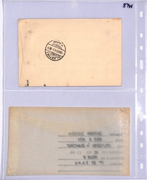 SOUTHERN RHODESIA Air Mail 1934 Cover FIRST FLIGHT Blantyre NYASALAND Cachet WT2 - Image 6