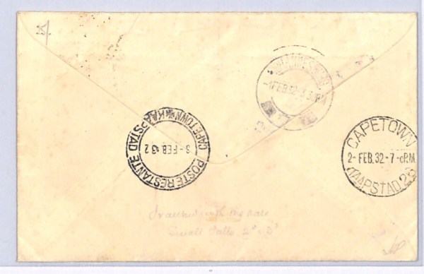 SOUTHERN RHODESIA Air Mail Cover IMPERIAL FIRST FLIGHT 1932 Cape Town XW64 - Image 3