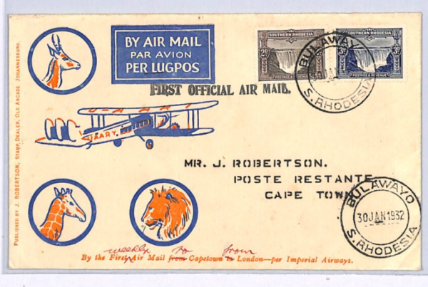 SOUTHERN RHODESIA Air Mail Cover IMPERIAL FIRST FLIGHT 1932 Cape Town XW64 - Image 4