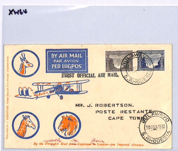 SOUTHERN RHODESIA Air Mail Cover IMPERIAL FIRST FLIGHT 1932 Cape Town XW64 - Image 7