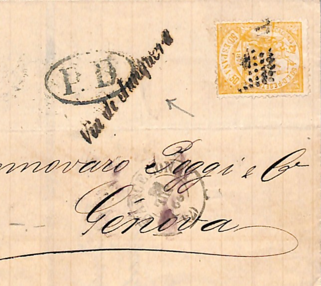 SPAIN Classic 50c Cover Barcelona 1874 Genova *Via di Junquera* {samwells}WO119 - Image 3