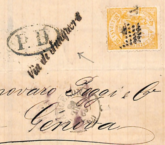 SPAIN Classic 50c Cover Barcelona 1874 Genova *Via di Junquera* {samwells}WO119 - Image 8