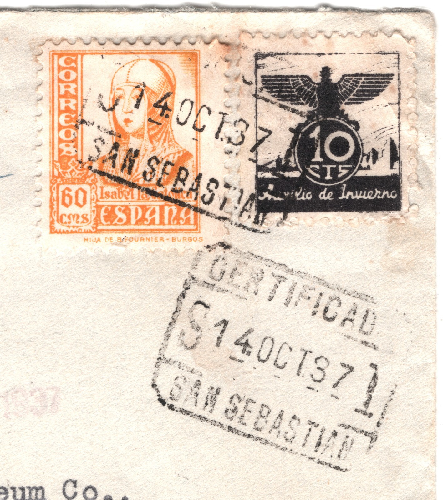 SPAIN Cover SPANISH CIVIL WAR Cover VENEZUELA MAIL Reg CENSOR 1937 Caracas YH201 - Image 8