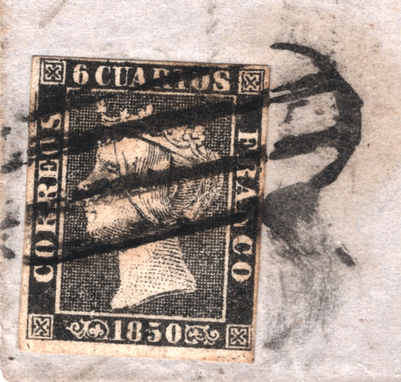 SPAIN NUMBER ONE Classic ISABELLA 6c Black (1850) Cover Front Talavera WO115 - Image 3