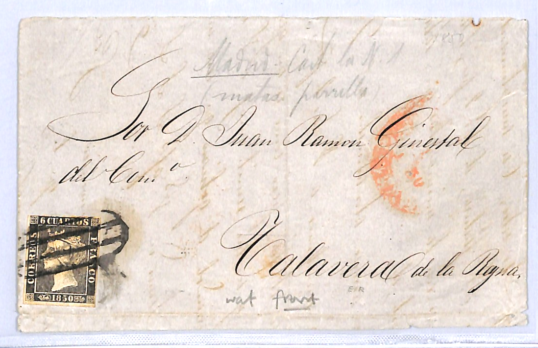 SPAIN NUMBER ONE Classic ISABELLA 6c Black (1850) Cover Front Talavera WO115 - Image 5