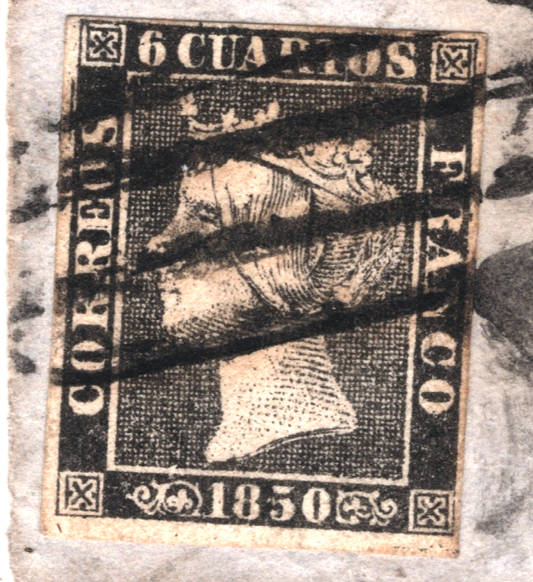 SPAIN NUMBER ONE Classic ISABELLA 6c Black (1850) Cover Front Talavera WO115