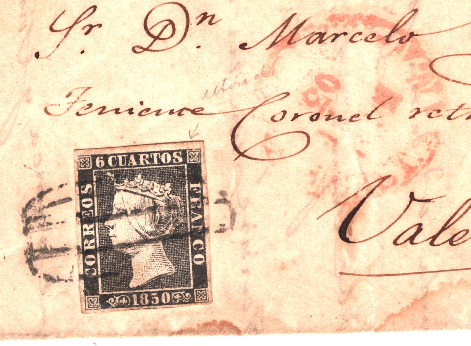 SPAIN NUMBER ONE Classic ISABELLA 6c Black (1850) *VARIETY* Cover Valencia WO112 - Image 5