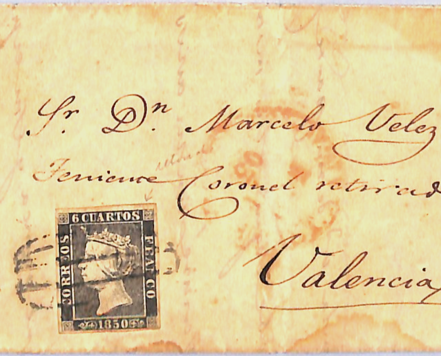 SPAIN NUMBER ONE Classic ISABELLA 6c Black (1850) *VARIETY* Cover Valencia WO112 - Image 6