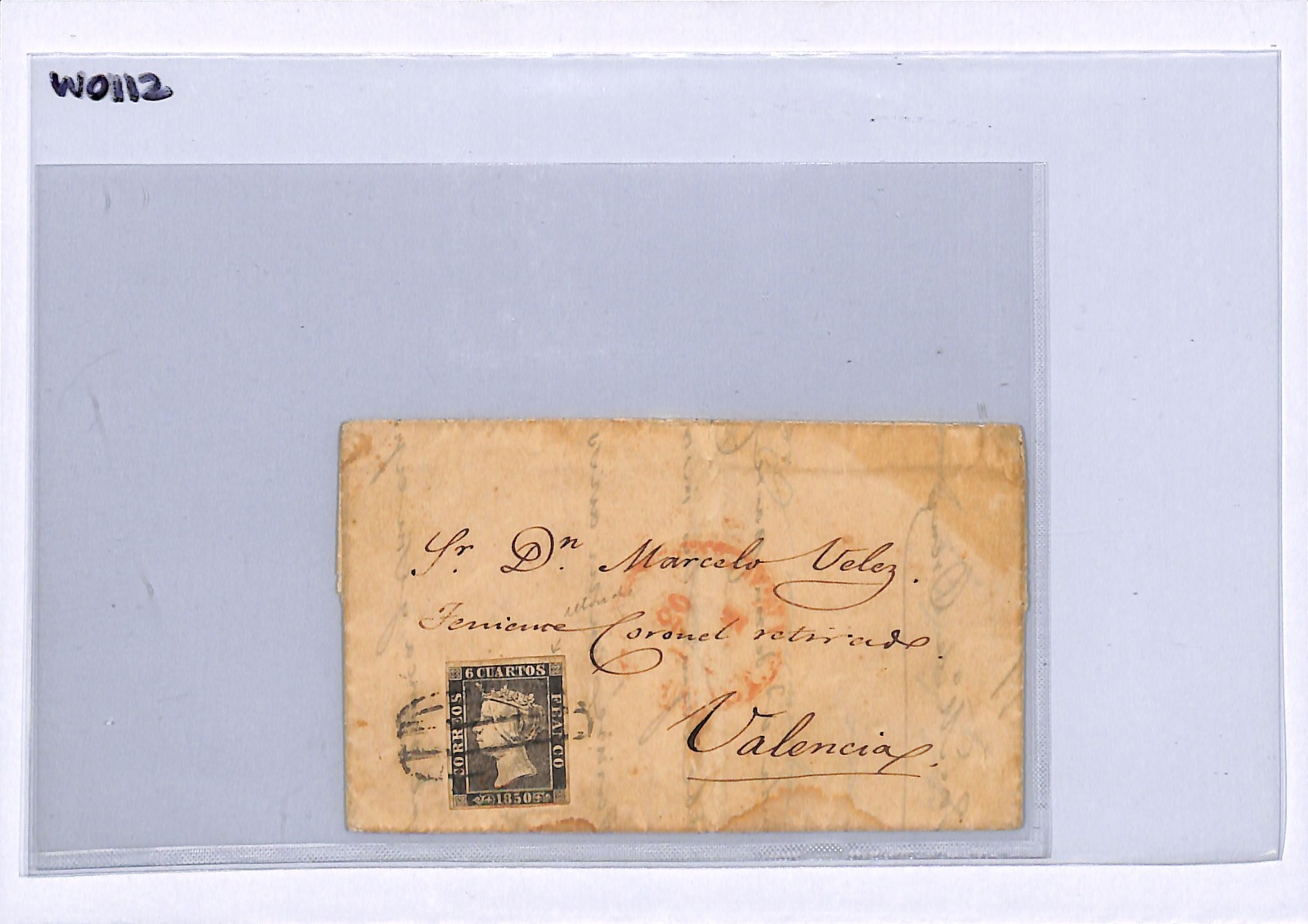 SPAIN NUMBER ONE Classic ISABELLA 6c Black (1850) *VARIETY* Cover Valencia WO112 - Image 7