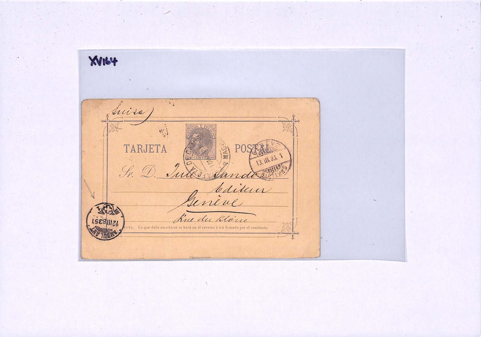 SPAIN Stationery Card SWITZERLAND *AMBULANT 1* RAILWAY TPO 1883 Geneva XV164 - Image 6