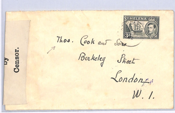 ST HELENA KGVI WW2 Cover RARE*CENSOR* Non-Philatelic WARTIME THOS COOK MAIL XW35 - Image 7