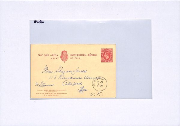 ST HELENA/GB Used Abroad KGVI REPLY CARD 1956 *Hand-Illustrated* PORTRAIT XW36 - Image 6
