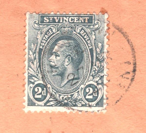 ST VINCENT KGV 2d Grey Cover Reg 1920 Amarillo Texas SG.110 Cat £38x3=£114+XW311