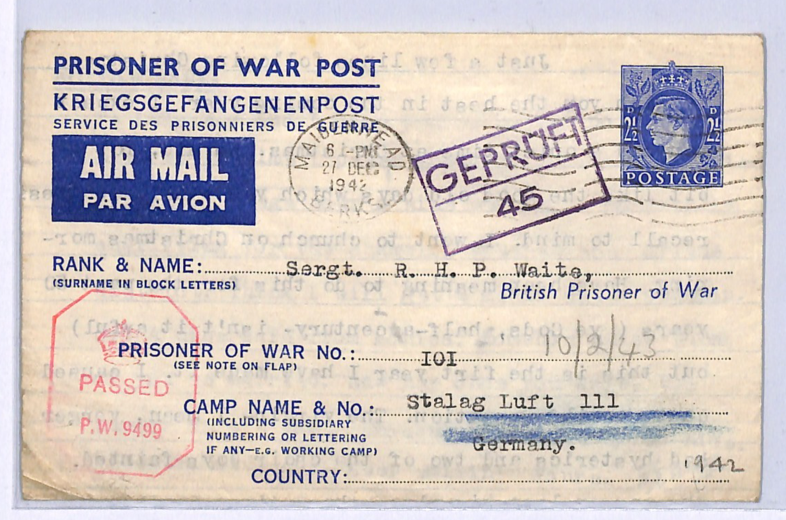 STALAG LUFT III Cover *POW MAIL* WW2 Censor 1942 Germany (GREAT ESCAPE CAMP) XO1 - Image 3