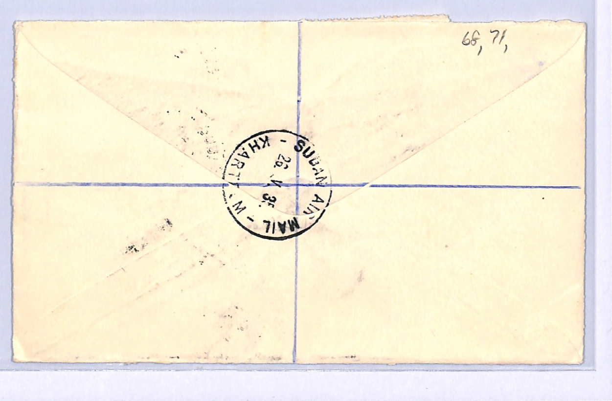SUDAN Air 1935 Cover *3 PIASTRES* Surcharge CAMEL & AEROPLANE Reg Khartoum VE27 - Image 4