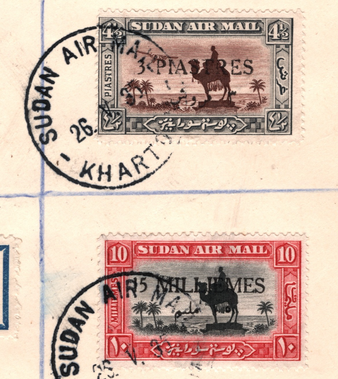 SUDAN Air 1935 Cover *3 PIASTRES* Surcharge CAMEL & AEROPLANE Reg Khartoum VE27 - Image 5