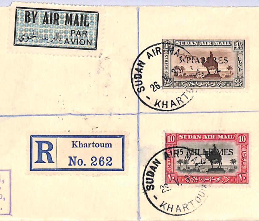 SUDAN Air 1935 Cover *3 PIASTRES* Surcharge CAMEL & AEROPLANE Reg Khartoum VE27 - Image 7