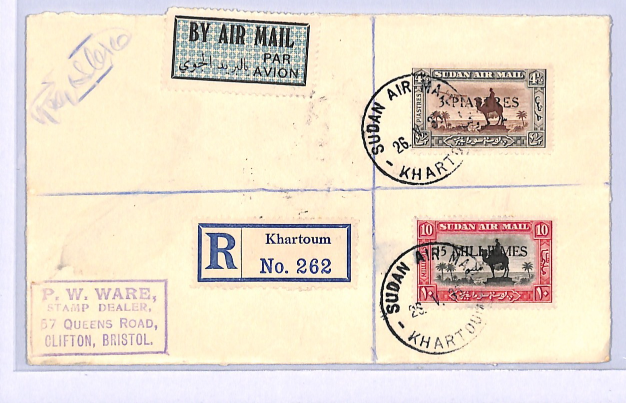 SUDAN Air 1935 Cover *3 PIASTRES* Surcharge CAMEL & AEROPLANE Reg Khartoum VE27 - Image 8