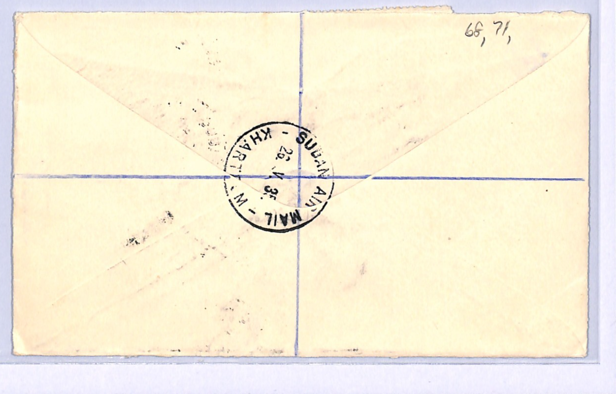 SUDAN Air 1935 Cover *3 PIASTRES* Surcharge CAMEL & AEROPLANE Reg Khartoum VE27 - Image 9