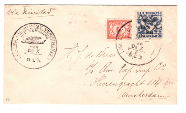 SURINAME Air Mail 1931 Cover DORNIER *Do-X* SPECIAL FLIGHT DEI-Netherlands KZ263 - Image 3