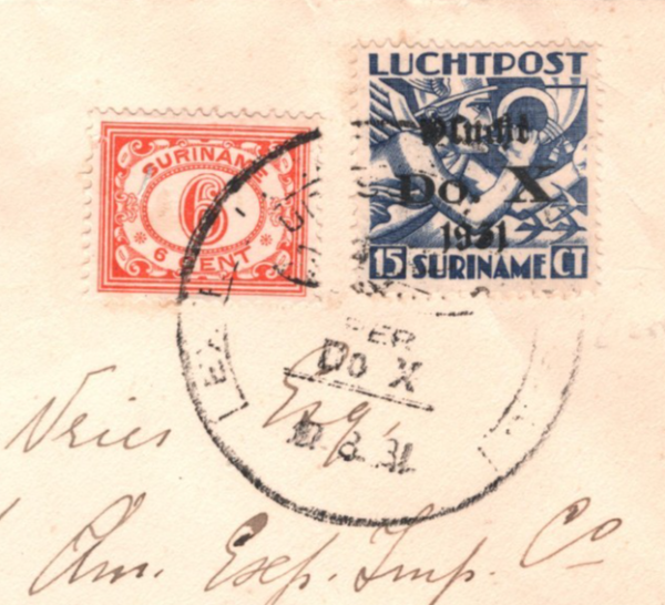 SURINAME Air Mail 1931 Cover DORNIER *Do-X* SPECIAL FLIGHT DEI-Netherlands KZ263