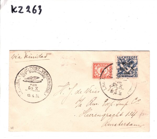SURINAME Air Mail 1931 Cover DORNIER *Do-X* SPECIAL FLIGHT DEI-Netherlands KZ263 - Image 10