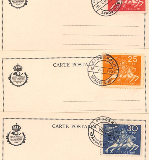 SWEDEN 1924 FDC *UPU* Cards{3} 20o 25o 30o First Day Covers STADSHUSET CDS YG383 - Image 11