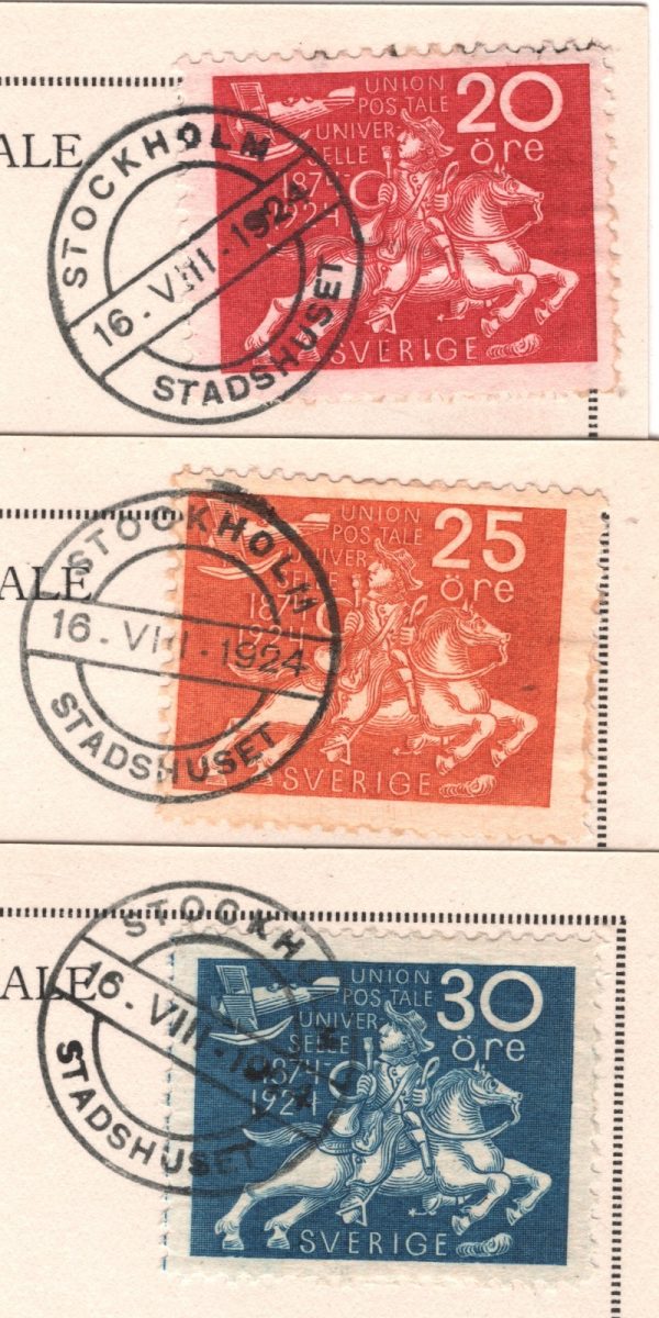 SWEDEN 1924 FDC *UPU* Cards{3} 20o 25o 30o First Day Covers STADSHUSET CDS YG383 - Image 3