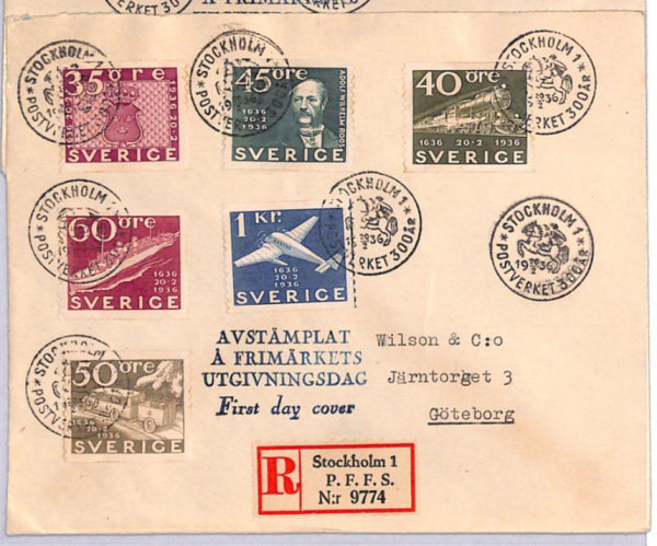 SWEDEN 1936 FDC *300th Anniversary* SPECIAL CDS First Day Covers{2} Set{12}YG384 - Image 4