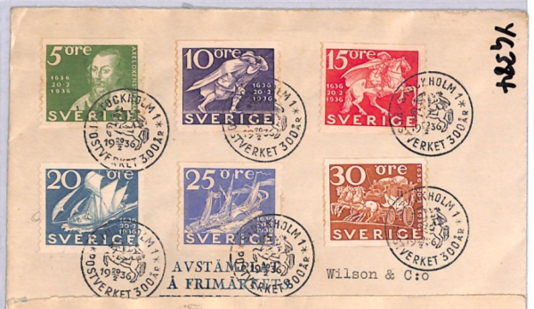 SWEDEN 1936 FDC *300th Anniversary* SPECIAL CDS First Day Covers{2} Set{12}YG384 - Image 6