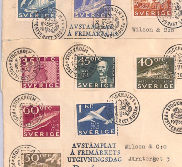 SWEDEN 1936 FDC *300th Anniversary* SPECIAL CDS First Day Covers{2} Set{12}YG384