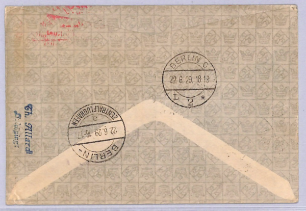 SWEDEN Air Mail 1929 Cover FIRST FLIGHT Berlin Stettin Kalmar {Joffe}WT71 - Image 13