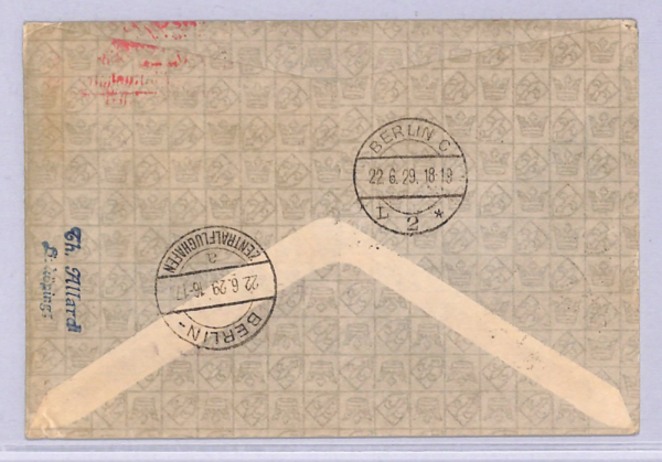 SWEDEN Air Mail 1929 Cover FIRST FLIGHT Berlin Stettin Kalmar {Joffe}WT71 - Image 4