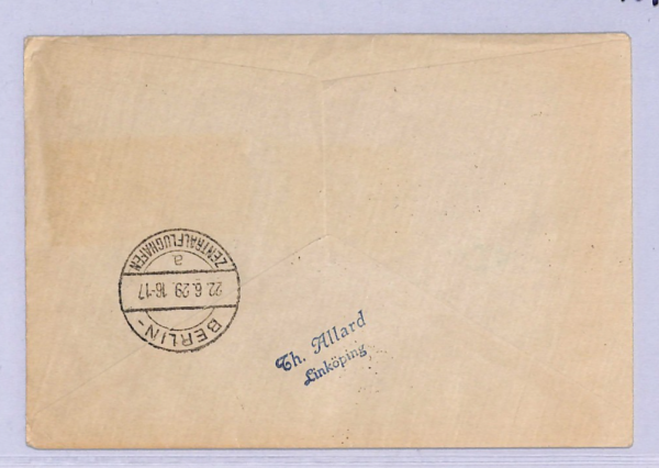 SWEDEN Air Mail 1929 Cover FIRST FLIGHT Vienna via Stettin & Berlin {Joffe}WT67 - Image 5