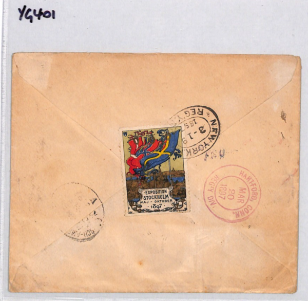 SWEDEN Cover 1897 *EXHIBITION* ADVERT LABEL Stockholm Reg Transatlantic YG401 - Image 11