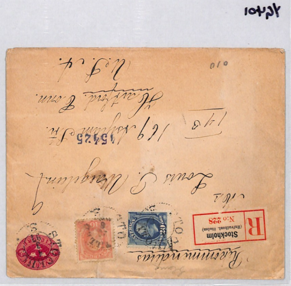 SWEDEN Cover 1897 *EXHIBITION* ADVERT LABEL Stockholm Reg Transatlantic YG401 - Image 13
