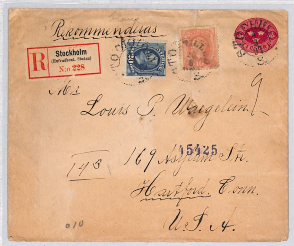 SWEDEN Cover 1897 *EXHIBITION* ADVERT LABEL Stockholm Reg Transatlantic YG401 - Image 5