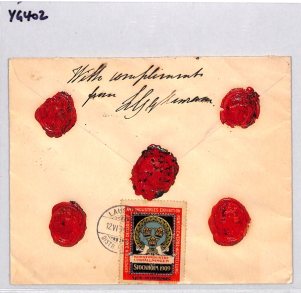 SWEDEN Cover *INDUSTRIES EXHIBITION* Advert Label 1909 Tied Reg Stockholm YG402 - Image 12
