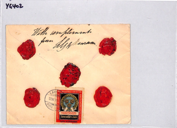 SWEDEN Cover *INDUSTRIES EXHIBITION* Advert Label 1909 Tied Reg Stockholm YG402 - Image 15