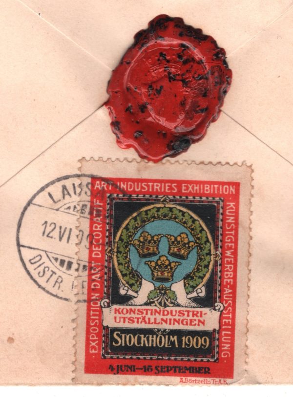 SWEDEN Cover *INDUSTRIES EXHIBITION* Advert Label 1909 Tied Reg Stockholm YG402 - Image 7