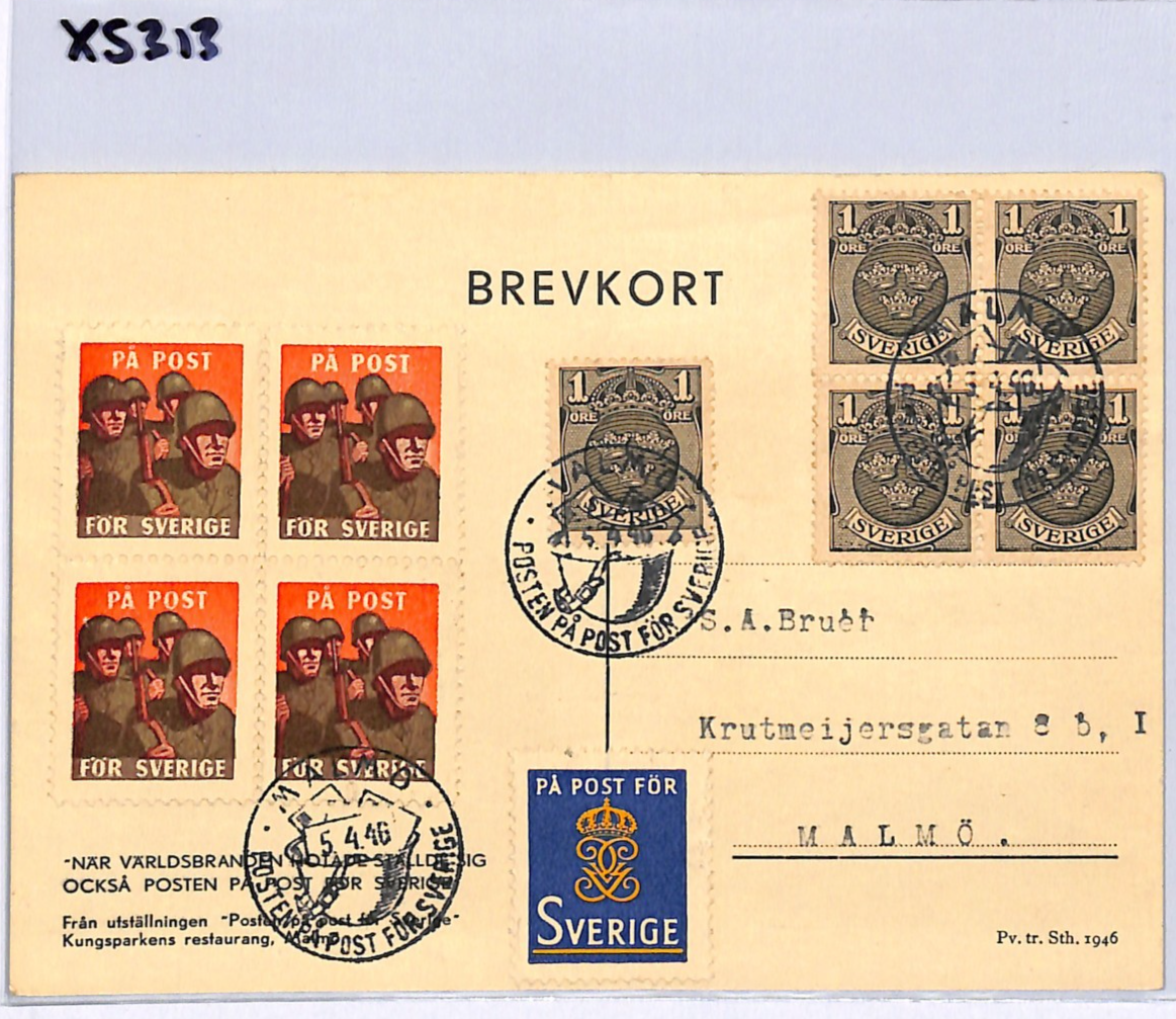 SWEDEN MILITARY (WW2) *PROPAGANDA* Postcard SOLDIER STAMP Block{4} PA POST XS313 - Image 10