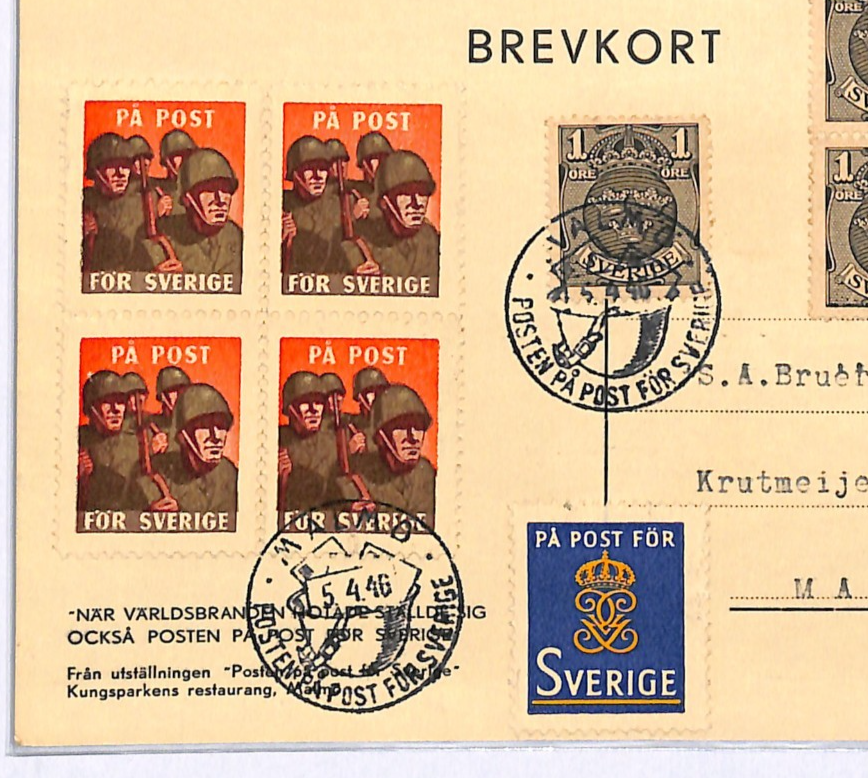SWEDEN MILITARY (WW2) *PROPAGANDA* Postcard SOLDIER STAMP Block{4} PA POST XS313 - Image 5