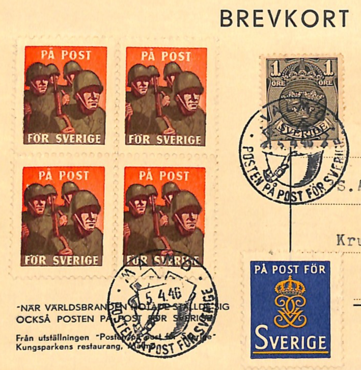 SWEDEN MILITARY (WW2) *PROPAGANDA* Postcard SOLDIER STAMP Block{4} PA POST XS313 - Image 8