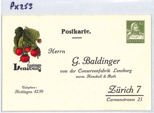 SWITZERLAND 10c Tell ADVERT STATIONERY Card Illustrated STRAWBERRY LenzburgPX253 - Image 8